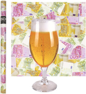 Speciaal Bier Kaars - H19 cm met Euro Geld Cadeaupapier - vaderdag - opa - oom