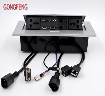 Speciale Multimedia Desktop Universal Power Jack Hdmi Gratis Connection Box Kantoor Vergadertafel Socket Zilverachtige Zilver / EU