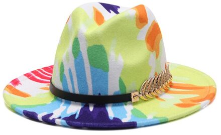 Speciale Stijl Brede Rand Fedora Panama Hoed Tie Geverfd Kleurrijke Wollen Jazz Hoed Mannen Vrouwen Vilten Hoed Wol-zoals Panama Hoed 02