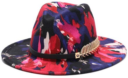 Speciale Stijl Brede Rand Fedora Panama Hoed Tie Geverfd Kleurrijke Wollen Jazz Hoed Mannen Vrouwen Vilten Hoed Wol-zoals Panama Hoed 04