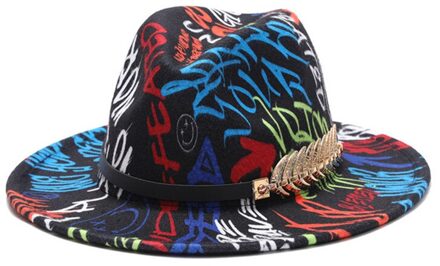 Speciale Stijl Brede Rand Fedora Panama Hoed Tie Geverfd Kleurrijke Wollen Jazz Hoed Mannen Vrouwen Vilten Hoed Wol-zoals Panama Hoed 08