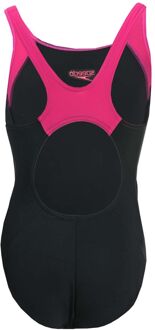 Speedo Boom Splice Muscleback Meisjes Badpak  - Zwart/Roze  - Maat 128