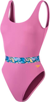 Speedo Dames/Dames Eendelig Zwempak met Riem aan U-rug (Roze)