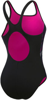 Speedo Dames/Dames Hyperboom Placement Muscleback Eendelig Zwempak (Zwart/roze)
