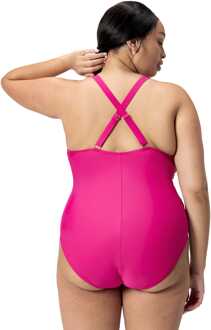 Speedo Dames Speedo Shaping V-Neck Plus 1 Piece Zwempak in Roze