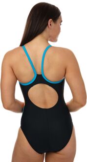 Speedo Dive Muscleback badpak met smalle bandjes voor dames, blauw-oranje