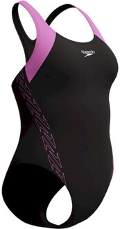 Speedo eco h-boom splice racerb wedstrijd badpak dames combi - maat 44 Zwart