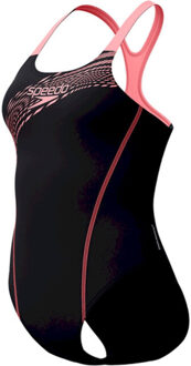 Speedo eco medley logo medalist 1p bla/ora wedstrijd badpak dames oranje-zwart - maat 40