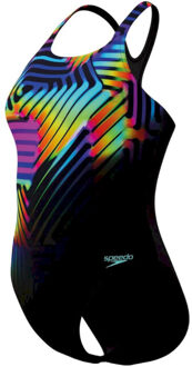 Speedo eco+ dig printed medalist bla/yel badpak sport dames Zwart - 36