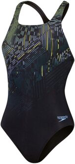 Speedo ECO+ Digital Placement Medalist Badpak Dames zwart - groen - blauw - geel - 38
