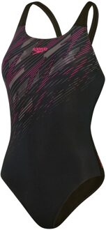 Speedo ECO+ Hyper Boom Placement Muscleback Badpak Dames zwart - roze - grijs - 46