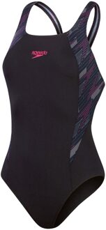 Speedo ECO+ Hyper Boom Splice Muscleback Badpak Dames zwart - roze - grijs - 40