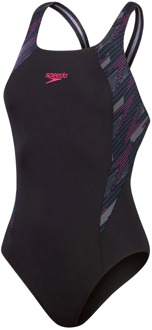 Speedo ECO+ Hyper Boom Splice Muscleback Badpak Dames zwart - roze - grijs - 42