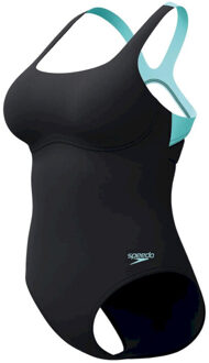 Speedo eco+m flex band bra swimsuit gre/grn badpak sport dames Houtskool - 40