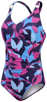 Speedo ECO Print Shaping Badpak Dames blauw - roze - grijs - 40