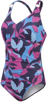 Speedo ECO Print Shaping Badpak Dames (plussize) blauw - roze - grijs - 46