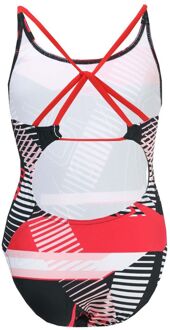 Speedo Girl's Speedo Junior Tie Back Swimsuit in Black Red Zwart/rood - 9-10J / 134-140cm