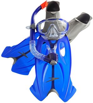 Speedo Glide Set (Mask/Snorkel/Fins) Unisex Snorkelset  - Grijs/Blauw  - Maat 35-36