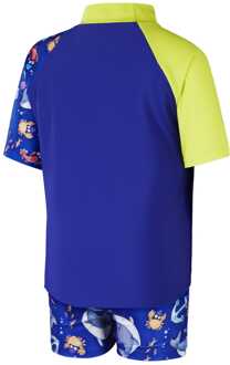 Speedo jongensband met korte mouwen in blauw geel