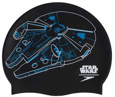Speedo Star Wars Millenium Falcon Slogan Opdruk Zwart/Blauw Zwemcap 8 08385D675 - One Size