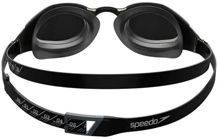 Speedo Unisex volwassene Fastskin Hyper Elite zwembril (Zwart/Oxidegrijs/Chroom) - maat