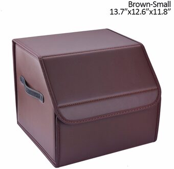 Speedwow Auto Opbergtas Pu Lederen Trunk Organizer Box Multipurpose Inklapbare Auto Gereedschapskist Kofferbak Opbergen Opruimen bruin klein
