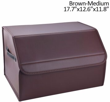 Speedwow Auto Opbergtas Pu Lederen Trunk Organizer Box Multipurpose Inklapbare Auto Gereedschapskist Kofferbak Opbergen Opruimen bruin medium