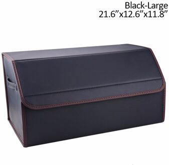 Speedwow Auto Opbergtas Pu Lederen Trunk Organizer Box Multipurpose Inklapbare Auto Gereedschapskist Kofferbak Opbergen Opruimen zwart groot