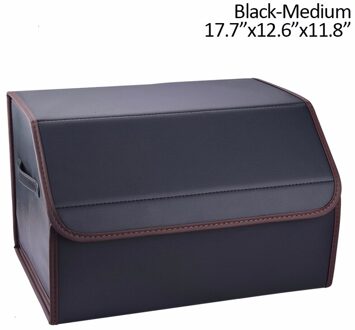 Speedwow Auto Opbergtas Pu Lederen Trunk Organizer Box Multipurpose Inklapbare Auto Gereedschapskist Kofferbak Opbergen Opruimen zwart medium