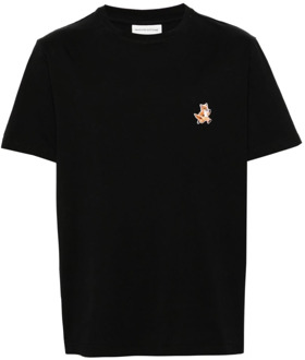 Speedy Fox Patch Zwart T-shirt Maison Kitsuné , Black , Heren - Xl,L,M,S