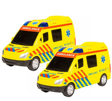 Speelgoed ambulance - 2x - licht en geluid - 18 cm - voertuigen/auto