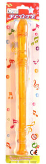 Speelgoed blokfluit voor kinderen - transparant oranje - kunststof - 32 cm