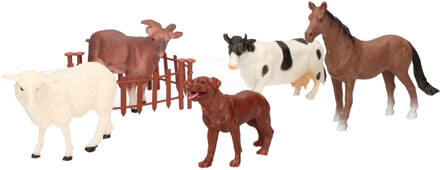 Speelgoed boerderij dieren speelfiguren - set 5x stuks - kunststof