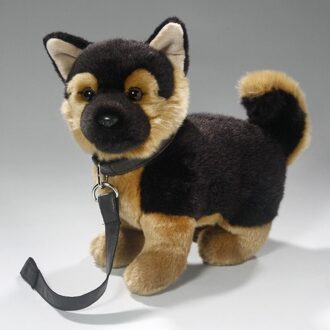 Speelgoed Duitse Herder puppy/hondje knuffel aan lijn 25 cm - Knuffel huisdieren Multikleur