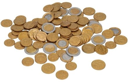 Speelgoed euro munten - 100 stuks - kunststof Multi