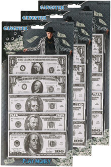 Speelgoed geld - 100x stuks - 1-10-20-50-100 dollar - 6,5 x 14 cm
