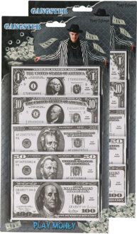 Speelgoed geld - 200x stuks - 1-10-20-50-100 dollar - 6,5 x 14 cm