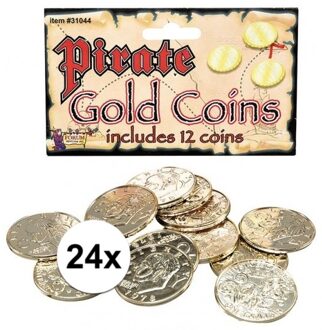 Speelgoed gouden piraat munten 24 stuks Goudkleurig