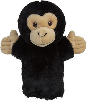 Speelgoed Handpop Aap - Chimpansee apen - zwart - 23 cm - poppenkast poppen