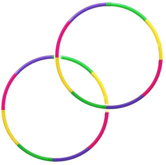 Speelgoed hoelahoep - 2x stuks - kunststof - gekleurd - voor kinderen - dia 75 cm - uit losse delen