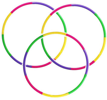 Speelgoed hoelahoep - 3x stuks - kunststof - gekleurd - voor kinderen - dia 75 cm - uit losse delen