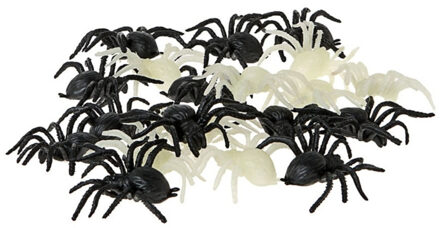 Speelgoed insecten figuren - Spinnen - set 20x stuks - kunststof - 4 x 6 cm - zwart/wit - nep/namaak - Speelfigurenset
