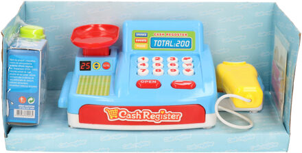 Speelgoed kassa blauw met boodschappen voor kinderen Multi