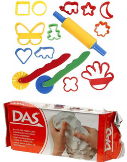 Speelgoed klei combi pakket van 1 kilo witte klei met 15-delige kleivormen set - Originele kinderen cadeaus