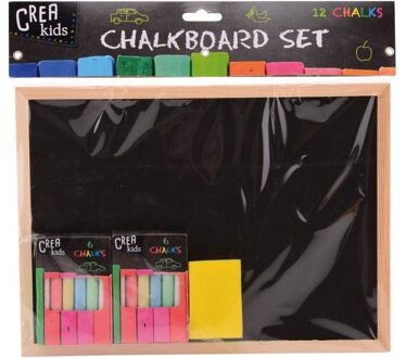Speelgoed krijtbord set 29 cm met krijt en bordenwisser - Tekenborden Zwart