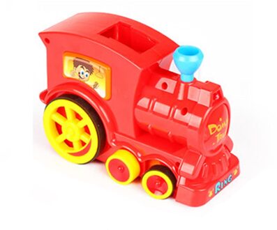 Speelgoed Leggen Domino Set Blokken Kleurrijke Sound Light Kids Rally Meisje Jongen Trein Model Educatief Elektronische Baksteen ABS Rood