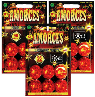 Speelgoed plaffertjes 8 schots - 3x - 12 ringen - voor plaffer pistool/revolver