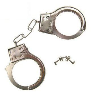 Speelgoed politie verkleed handboeien - politie accessoires - carnaval - plastic - zilver