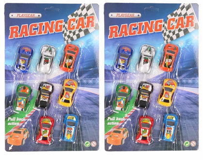 Speelgoed race auto - 16x st - gekleurd - pullback - speel autootjes Multi