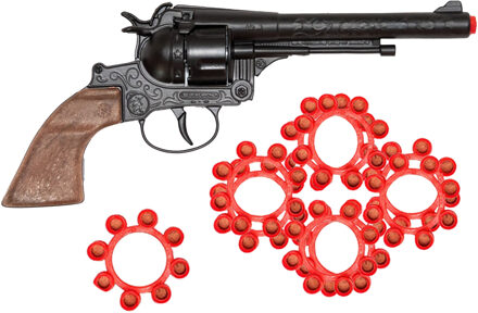 Speelgoed Revolver/pistool met plaffertjes voor een cowboy - metaal - 192 shots - verkleed spullen